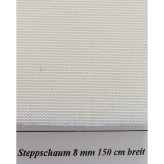 Steppschaum weiß 8 mm 150 cm breit beidseitig kaschiert / Rolle á 12 oder 13 m / Preis per m
