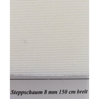 Steppschaum weiß 8 mm 150 cm breit beidseitig kaschiert / Rolle á 12 oder 13 m / Preis per m