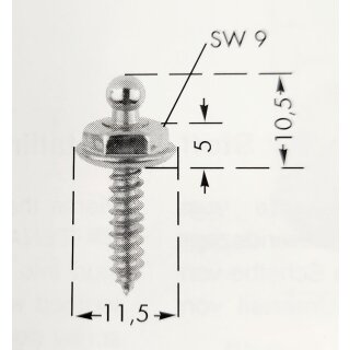 Tenax-Unterteil Messing vernickelt Blechschraube 4,2 x 16 mm  / Preis pro Stück