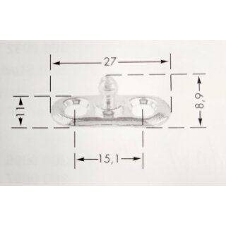 Tenax-Unterteil MC 2-Loch Messing verchromt passend für 3,5 mm Linsensenkschrauben / Preis pro Stück
