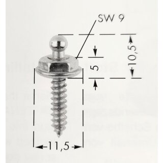 Tenax-Unterteil MC Messing verchromt Schraube 4,2 x 12 mm  / Preis pro Stück