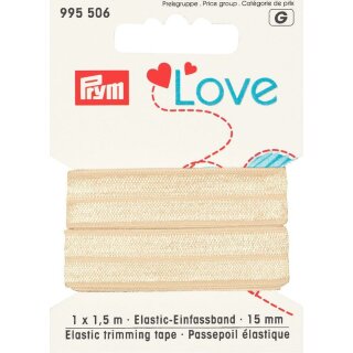 Abverkauf - 995506 Prym Love Elastic-Einfassband 15 mm beige KTE à 1,5 m