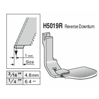 H5019R-3/16 Suisei Rev. Downturn Top Stitch Feller Foot