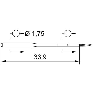 719714 - Schmetz - 16:05JB190 / 130X19 Nadeldicke: 90 / Preis pro Karte á 10 Nadeln