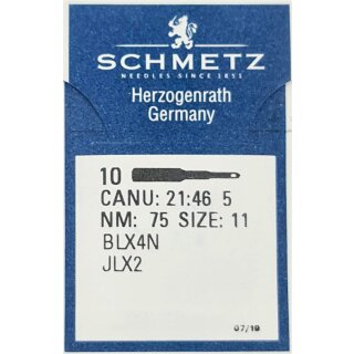 701627 - Schmetz - 21:46575 / JLX2 Nadeldicke: 75 / Preis pro Karte á 10 Nadeln