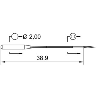 763844 - Schmetz - 38:00FB1465 / UY 128 GBS SERV 4 Nadeldicke: 65 / Preis pro Karte á 10 Nadeln