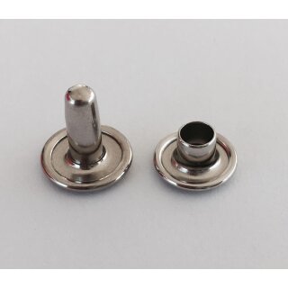Hohlniete Messing vernickelt 9 mm / Preis pro Stück / Pack á 100 Stück / Teller 9 mm / Stift 9 mm Höhe