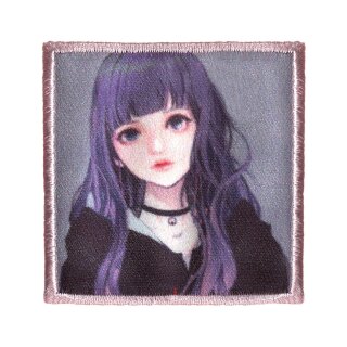 926083 Applikation K-Pop Label Mädchen violette Haare - KTE á 1 ST