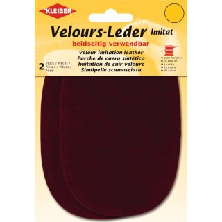 Velours-Leder Imitat beidseitig 2x 10 cm x 15 cm / bordeaux
