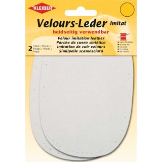 Velours-Leder Imitat beidseitig 2x 10 cm x 15 cm / beige