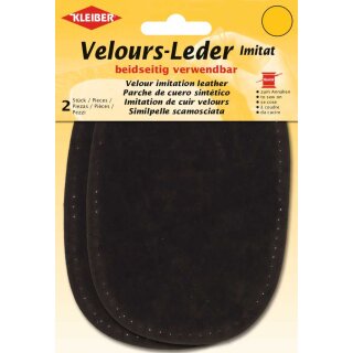 Velours-Leder Imitat beidseitig 2x 10 cm x 15 cm / dunkelbraun