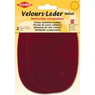Velours-Leder Imitat beidseitig 2x 10 cm x 15 cm / rot