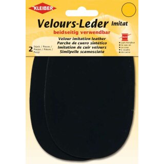 Velours-Leder Imitat beidseitig 2x 10 cm x 15 cm / schwarz