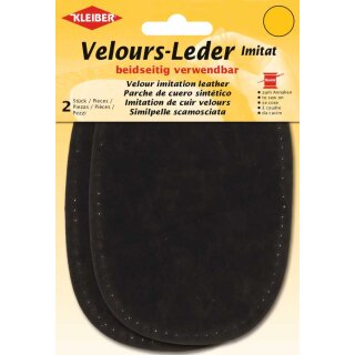 Velours-Leder Imitat beidseitig 2x 10 cm x 15 cm / khaki