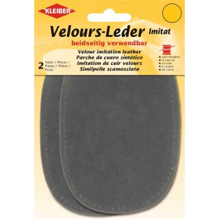 Velours-Leder Imitat beidseitig 2x 10 cm x 15 cm / dunkelgrau