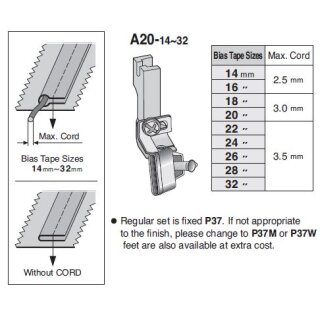 A20-26 Bias Cord Piping Foot