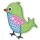 924212 Applikation Exklusiv Vogel grün/rosa - KTE á 1 ST