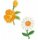 926744 Applikation recycelt Blumen weiß/orange  - KTE á 2 St