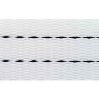 Gurtband Polyester PU geglättet 35 mm weiss mit 2 Kennstreifen - Rolle á 100 m / Preis per m (3000 daN)