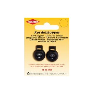 Kordelstopper Kunststoff 2 Stk. / 16 mm / schwarz