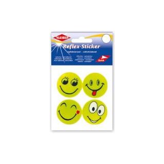 Reflex-Sticker Funny Face 4 x Ø 4,8 cm / orange