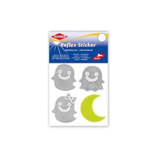 Reflex-Sticker ca. 4-5 cm / 3 Gespenster silber, 1 Mond gelb
