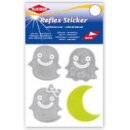 Reflex-Sticker ca. 4-5 cm / 3 Gespenster silber, 1 Mond gelb