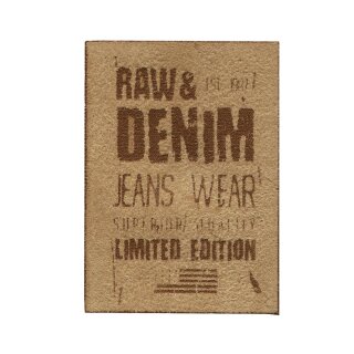 922000 Applikation Label RAW&DENIM Wildlederimitat sand - KTE á 1 ST