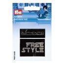 922011 Applikation Label AUTHENTIC/FREE schwarz - KTE á 2 ST
