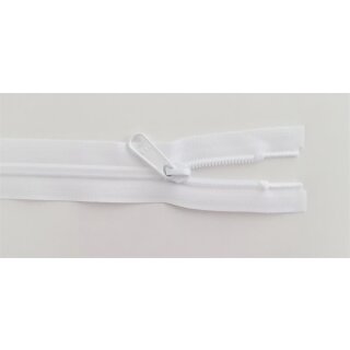 Reissverschluss 5 mm Spirale mit Einfachschieber weiss lackiert wasserabweisend  teilbar 80 cm weiß 501
