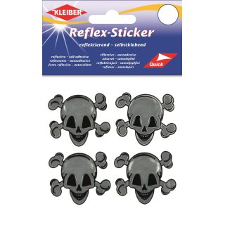 Reflex-Sticker 4 x ca. 5 cm Totenkopf silber