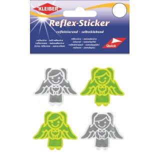 Reflex-Sticker 4 - 4-5 cm / je 2 Engel gelb und silber