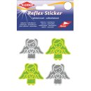 Reflex-Sticker 4 - 4-5 cm / je 2 Engel gelb und silber