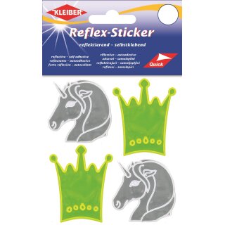Reflex-Sticker 4,5- 5-5 cm / je 2 Krone gelb und Pferd silber