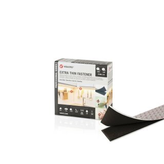 Extra Thin Klett-Installationsband der Marke VELCRO® 5m Hakenband 5m Flauschband, Haken & Flausch 20mm schwarz