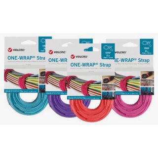 ONE-WRAP® Strap Klett-Kabelbinder der Marke VELCRO® 20mm x 230mm 25 Stück schwarz