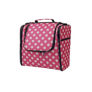 Garn- und Strickzubehörtasche groß  pink/weiß