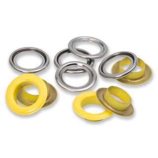 542564 Ösen mit Scheiben MS 14mm gelb-silberfarbig - KTE á 15 ST