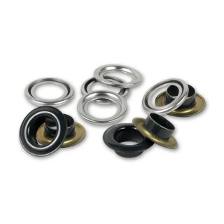 542521 Ösen mit Scheiben, 8 mm, schwarz/silberfarbig - KTE á 32 St