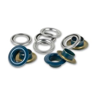 542523 Ösen mit Scheiben, 8 mm, marine/silberfarbig - KTE á 32 St