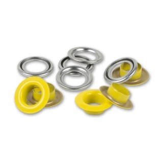 542524 Ösen mit Scheiben, 8 mm, gelb/silberfarbig  - KTE á 32 St