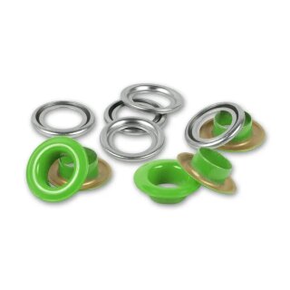 542525 Ösen mit Scheiben, 8 mm, hellgrün/silberfarbig - KTE á 32 St