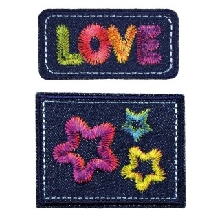 921491 - Applikation Jeans LOVE, mehrfarbig - KTE á 1 St