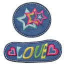 921492 Applikation Jeans Sterne, mehrfarbig - KTE...