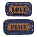 921496 Applikation Jeans LOVE, blau/braun - KTE á...