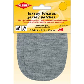 Jersey Flicken  2x 8,5 x 13 cm / hellgrau meliert