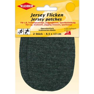 Jersey Flicken  2x 8,5 x 13 cm / dunkelgrau meliert