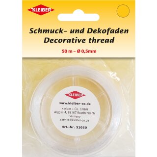 Schmuck- und Dekofaden Ø 0,5 mm x 50 m, transparent
