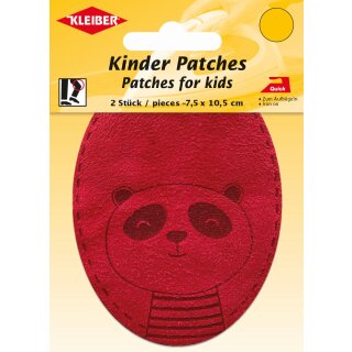 Kinder Bügel-Patch / Panda 2x 7,5 x 10,5 cm / rot