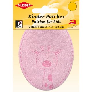 Kinder Bügel-Patch / Giraffe 2x 7,5 x 10,5 cm / rosa